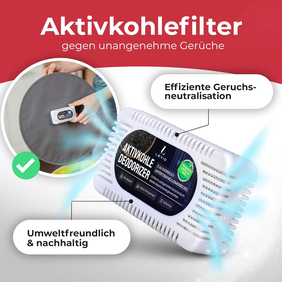 Levio® Gelber Sack Ständer mit Deckel – Müllsackhalter [80L mit Geruchsfilter] – Mülltonne Gelber Sa