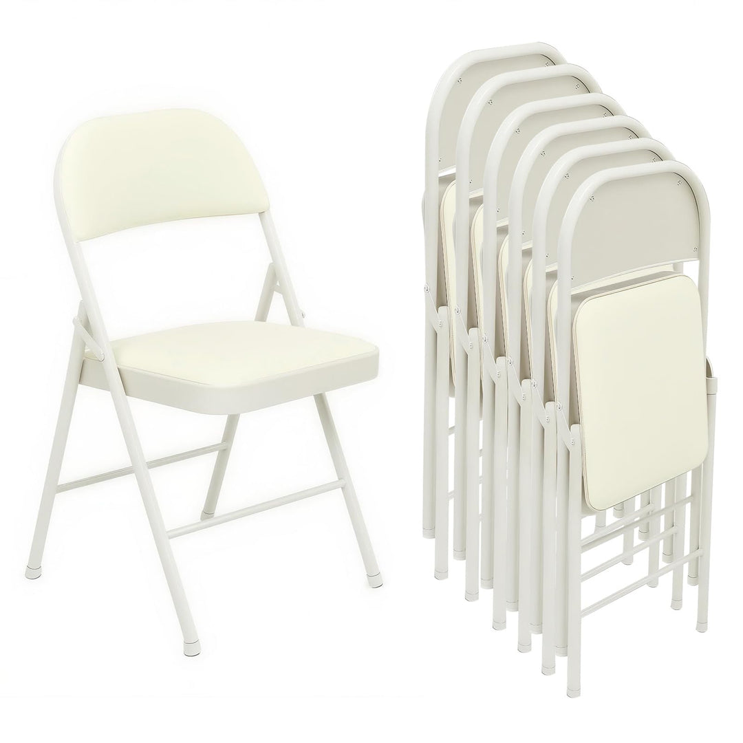 Klappstuhl mit PU-Leder &amp; Polsterung, Stabiler Metallrahmen, Leicht &amp; Platzsparend, für Büro, Zuhaus