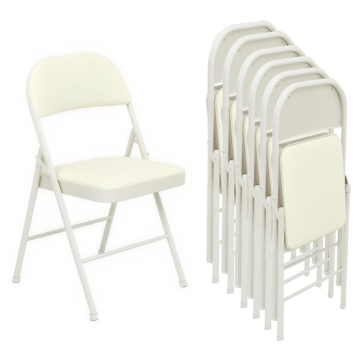Klappstuhl mit PU-Leder &amp; Polsterung, Stabiler Metallrahmen, Leicht &amp; Platzsparend, für Büro, Zuhaus