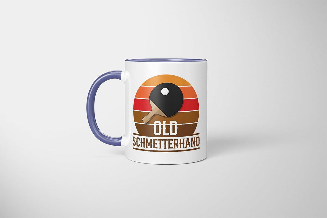 Lustige Tischtennis Tasse | Old Schmetterhand Retro Design | Geschenkidee für Ehemann, Vater, Opa Bl