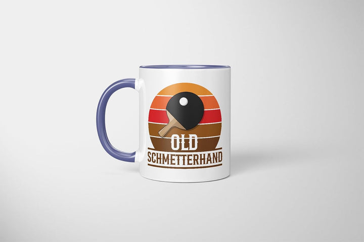Lustige Tischtennis Tasse | Old Schmetterhand Retro Design | Geschenkidee für Ehemann, Vater, Opa Bl