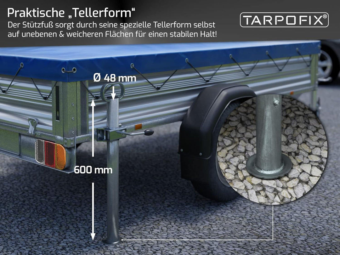 Anhänger Stützen 600mm (300kg Stützlast) | Abstellstütze Anhänger aus verzinktem Stahl | Strapazierf
