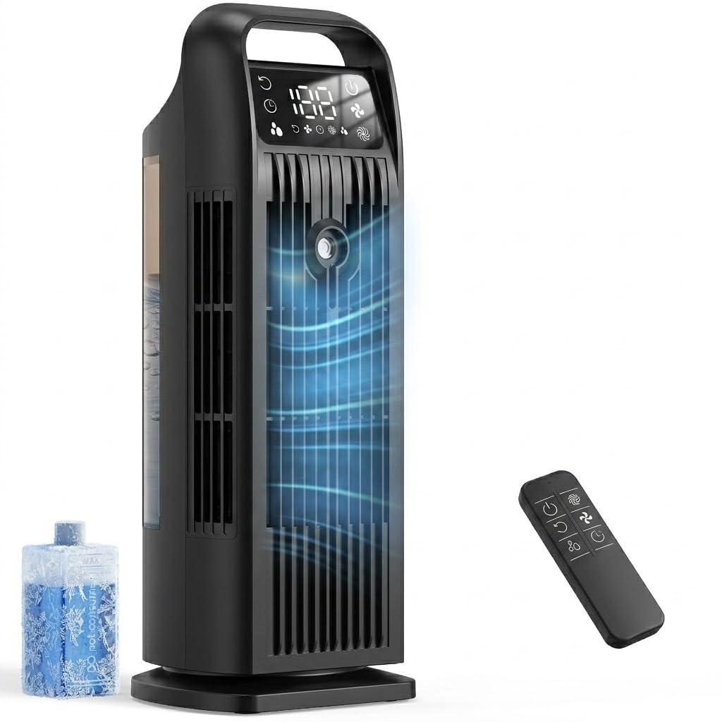 Mobile Klimaanlage ohne Abluftschlauch 6-in-1, Luftkühler mit Wasserkühlung, Mini Klimaanlage Mobil,