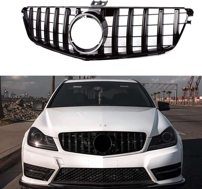 Gangying W204 Kühlergrill, GTR GT Style Frontgrill für Mercedes C-class W204 S204 C180 C200 C250 C30