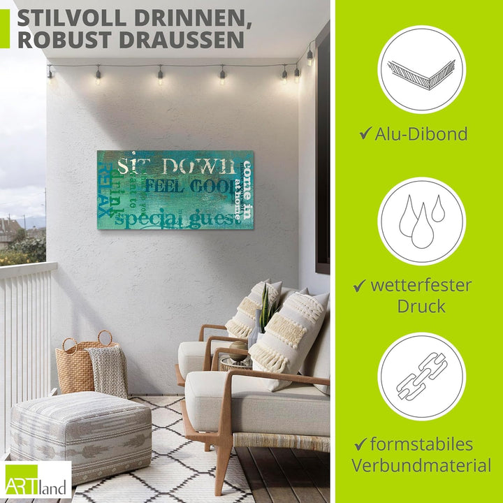 ARTland Wandbild Alu Verbundplatte für Innen & Outdoor Bild 60x30 cm Bilder mit Sprüchen Abstrakt Ku