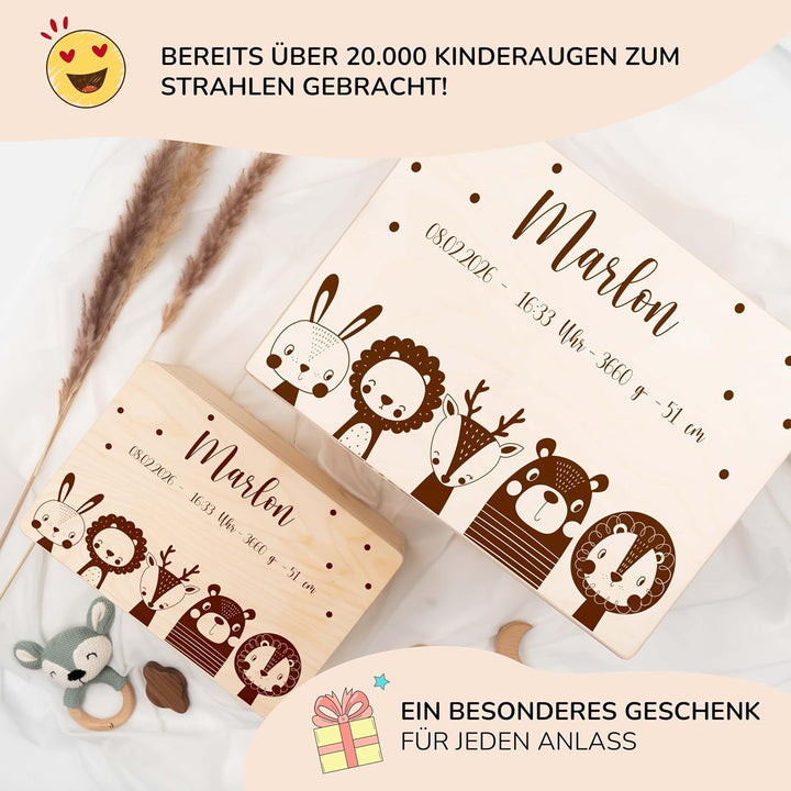 KIDSMOOD - Erinnerungsbox Baby, personalisierte Holzkiste mit Deckel, Ideal zur Aufbewahrung von Eri