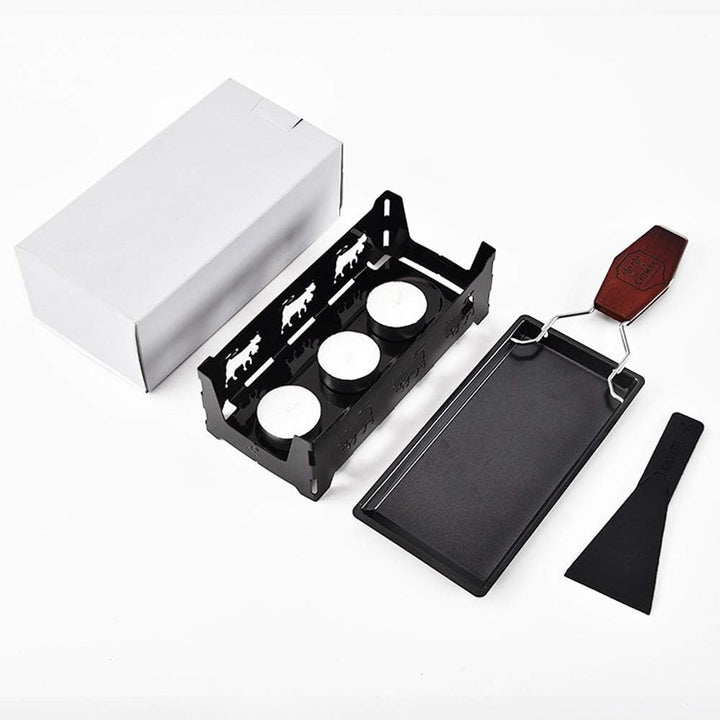 TAMUME Käse Griller Käse Schmelzgerät Tragbar Kerzenlicht Raclette-Metall Antihaft-Käsepfanne (Nero)