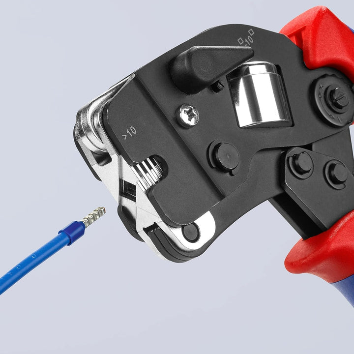 Knipex Selbsteinstellende Crimpzange für Aderendhülsen mit Fronteinführung brüniert, mit Mehrkompone