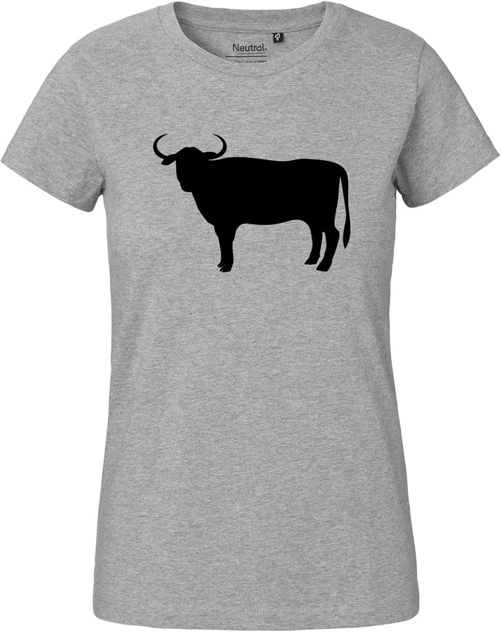 Huuraa Damen T-Shirt Stier Bulle Silhouette Geschenk Grösse XS-XXL Bio Baumwolle Fairtrade Stier Bul