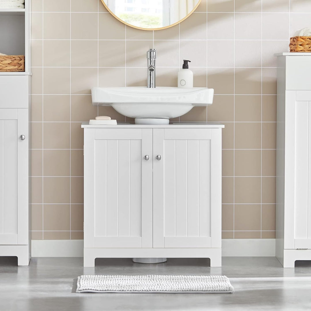 SoBuy BZR18-II-W Waschbeckenunterschrank Badschrank Waschtisch Unterschrank Badmöbel weiss BHT ca: 6