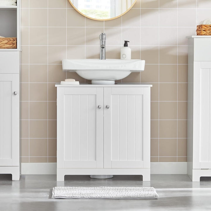 SoBuy BZR18-II-W Waschbeckenunterschrank Badschrank Waschtisch Unterschrank Badmöbel weiss BHT ca: 6