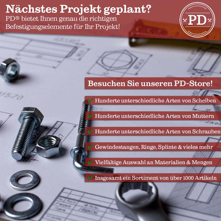 PD® Kunststoff Gewindestangen M10 (DIN 976 / DIN 975) | 1 Meter Gewindestab aus Nylon mit Regelgewin