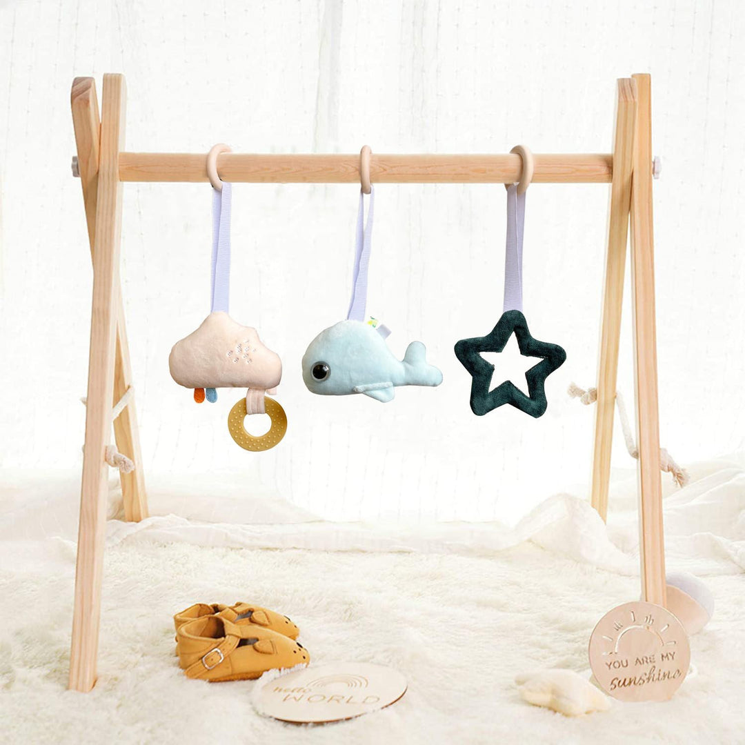 Caudblor Spieltrapez Holz Babyspielzeug Puzzle Gym inkl. Anhänger Babygymnastik aktiv Spielzeug Baby