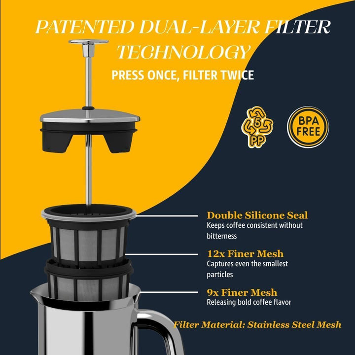 ESPRO – P7 French Press – doppelwandiger, isolierter Kaffee- und Teebereiter aus Edelstahl mit Mikro