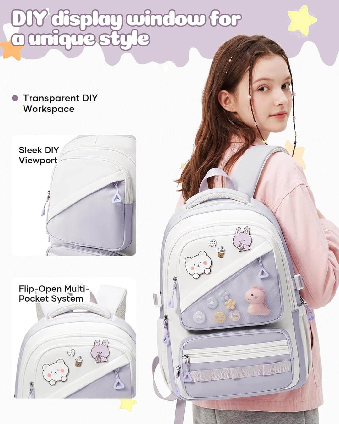 Schulrucksack Mädchen Teenager Rucksack Schule Mädchen Gross Schultasche Schulranzen für Weiterführe