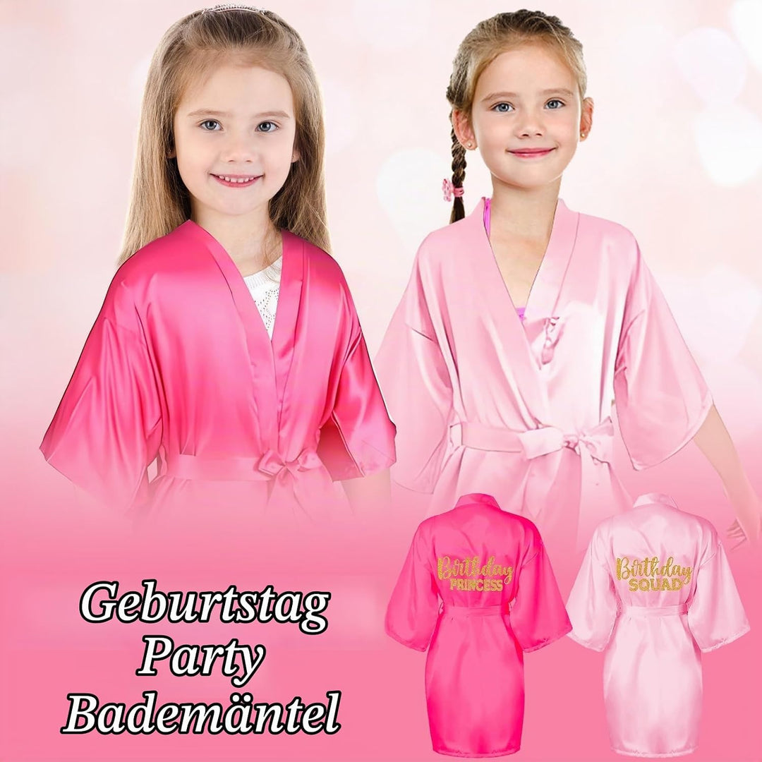 7 Stück Mädchen Geburtstags-Roben, Spa Partys Prinzessinnen-Robe, Satin-Kimono-Robe für Mädchen und