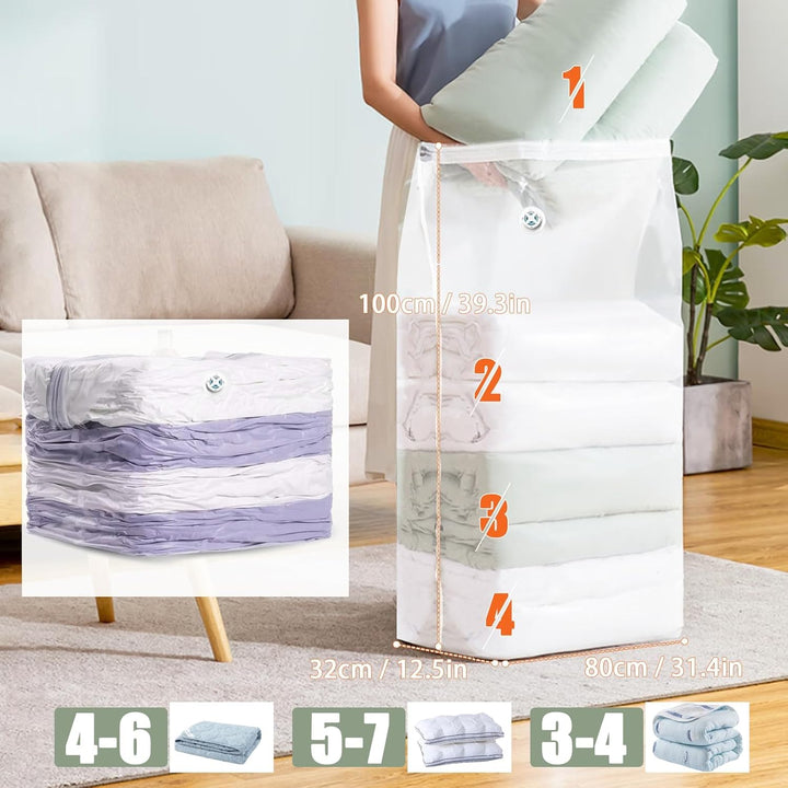 5PCS Vakuumbeutel für Bettdecken 100x80x32cm Würfel Vakuumbeutel für Kleidung Gross xxl Vacuum Bags