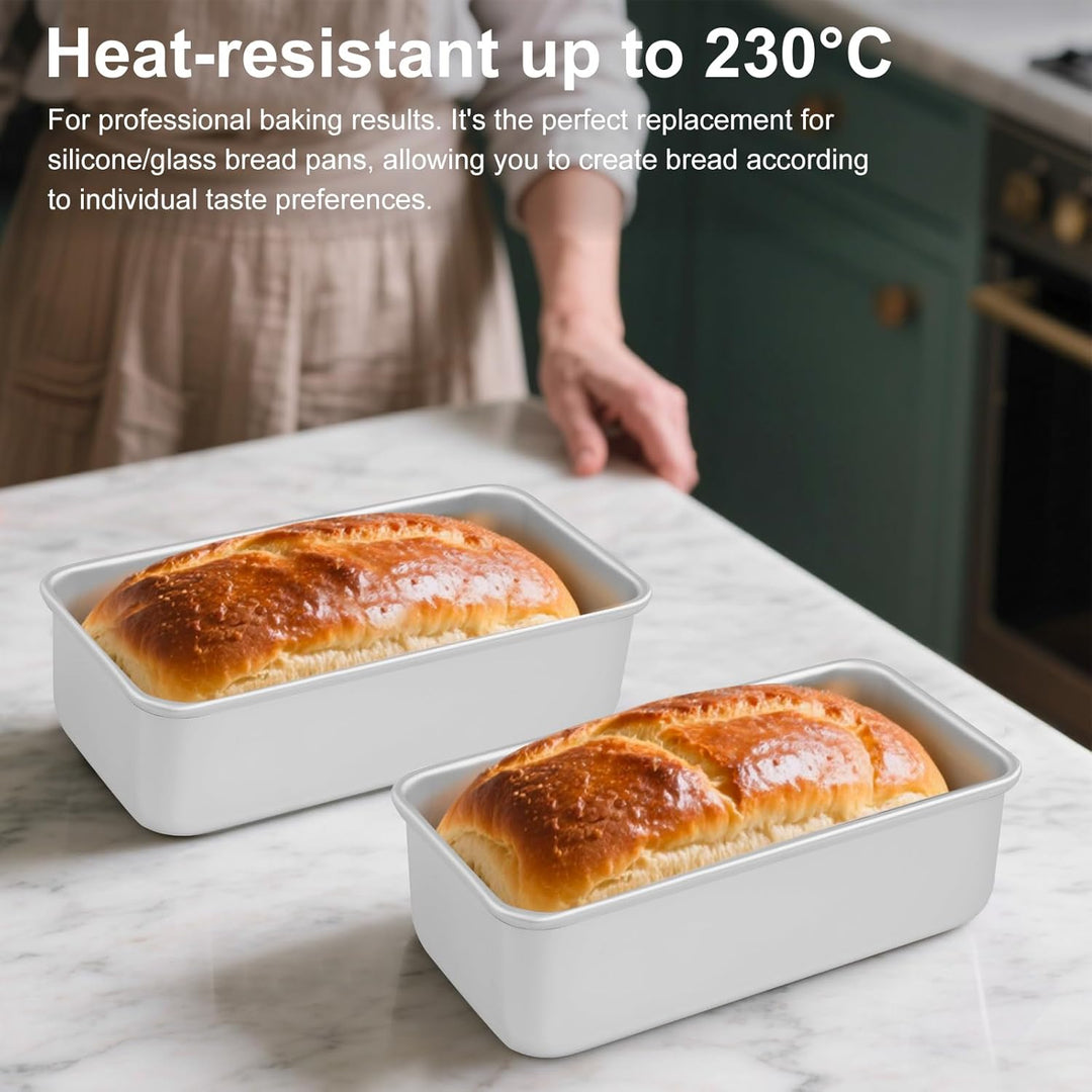 Rechteckig Brotbackform 2er-Set, Eloxiertes Aluminium Kastenform Brotform für Brot/Kuchen/Toast, Sil