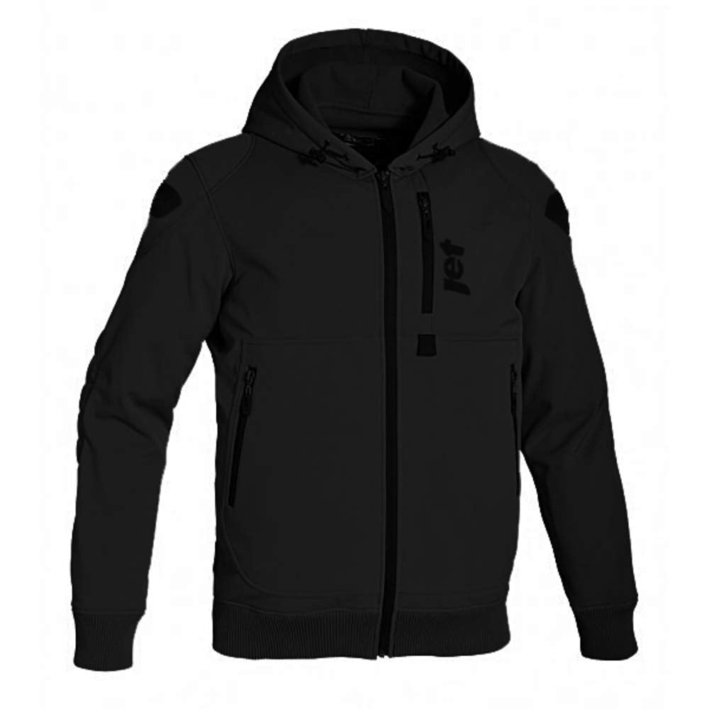Jet Motorradjacke Sommer Hoodie Kapuzenpullover Mit Protektoren Soft Shell (6XL (EU 62-64), Schwarz)