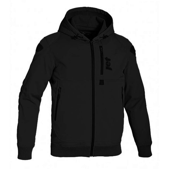 Jet Motorradjacke Sommer Hoodie Kapuzenpullover Mit Protektoren Soft Shell (6XL (EU 62-64), Schwarz)