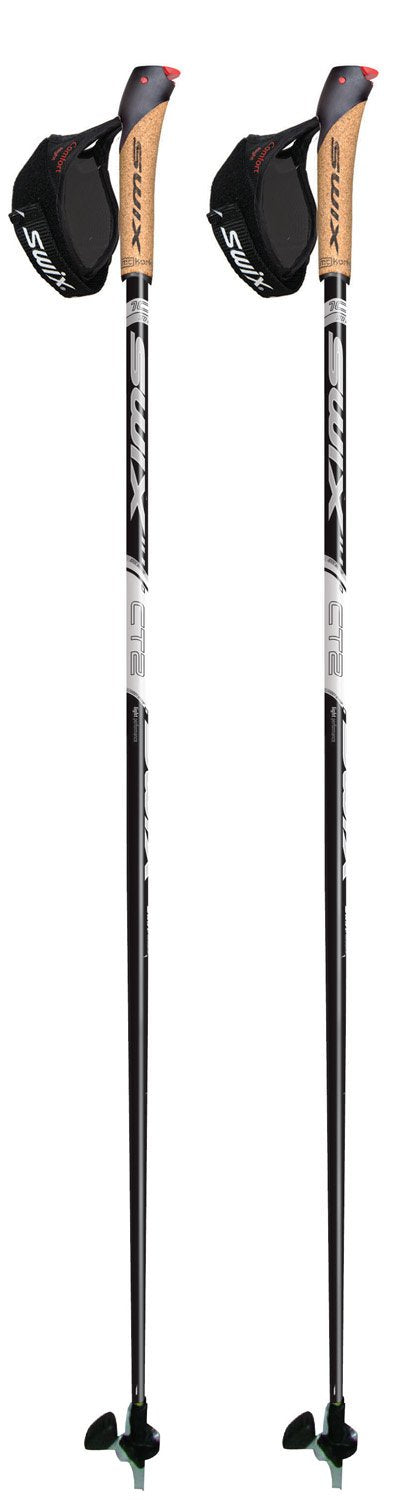 Swix Nordic Walking Stock CT2 mit Twist & Go Spitze, mit Just Click Schlaufe und Korkgriff black - m