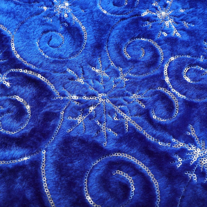 KONVINIT Blau Weihnachtsbaumdecke Plüsch Christmasbaumdecke Kunstfell Weihnachtsbaumteppich Rund Wei