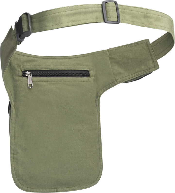 Kunst und Magie Goa Schulter-Bauchtasche Gürteltasche Hippie Psy Army Green / Schwarz, Army Green /