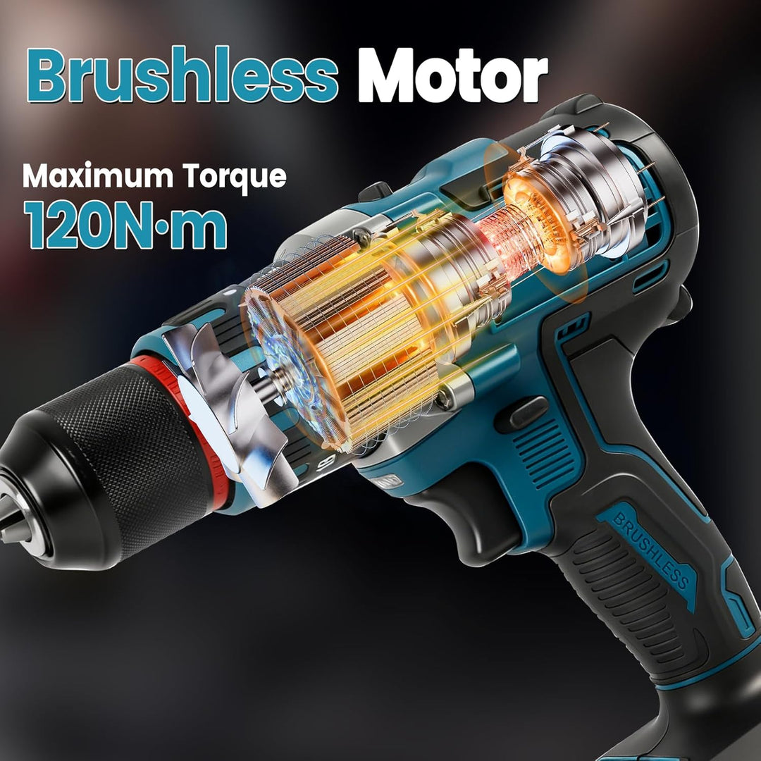 80 Nm bürstenloser Akku-Schlagbohrer, kompatibel mit Makita 18-V-Akku, 1/2-Zoll-Hammerbohrer, 2100 U