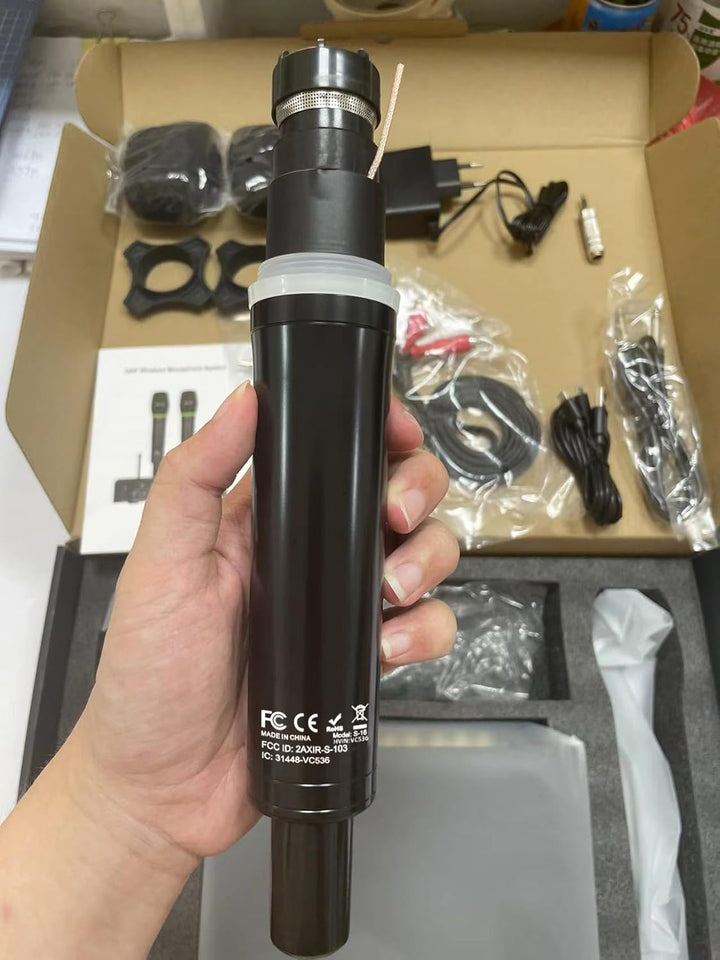 LiNKFOR Drahtloses Mikrofon UHF-Wiederaufladbares Bluetooth 5.0 Dual Handheld Metall Mikrofonsystem