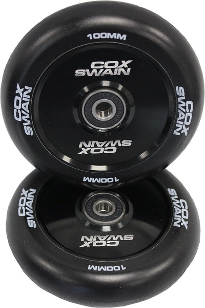 Cox Swain 2 STK. X-385 High End 100mm Stunt Scooter Rollen Alu Core - ABEC 11 Lager, Black/Black Hol