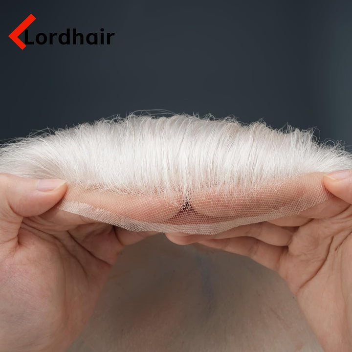 Lordhair Echthaar Toupet für Männer, Toupet Herren, Französische Spitzenbasis, Weich und Atmungsakti