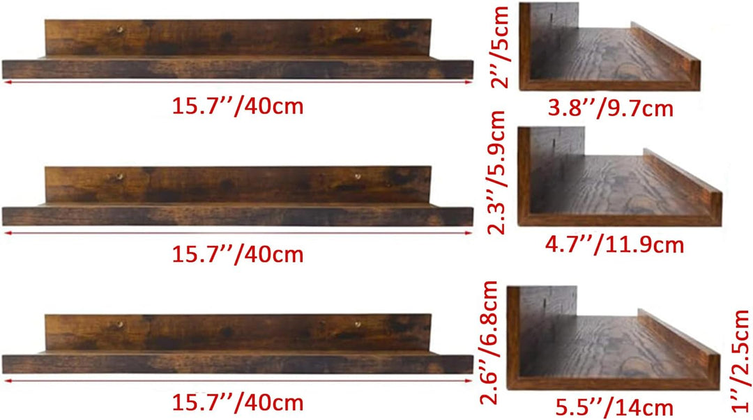 EXYGLO 40cm Lang Wandregale, Rustikale Schweberegale Bilderleiste für Wohnzimmer, Küche, Kinderzimme