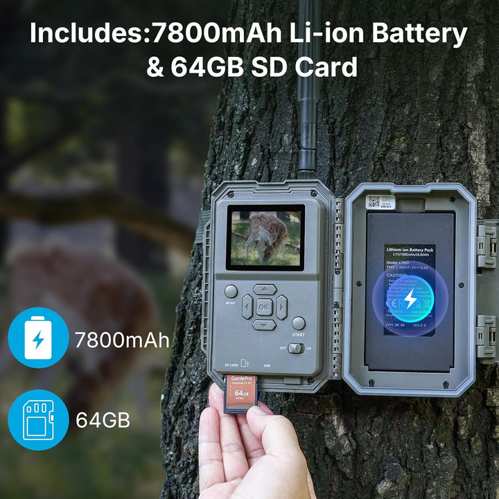 Meidase S970 Pro 4G LTE Wildkamera, 48MP 1296P, mit Live Streaming, 30m Nachtsehen, 0.1s Bewegungsau