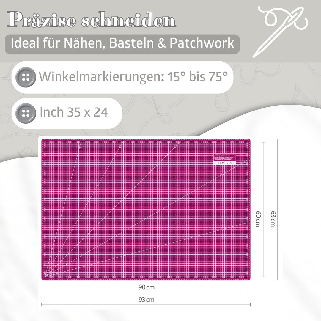 SEMPLIX Schneidematte A1 in Grün, Rosa, Grau, Türkis, Lila. Ideal fürs Basteln, Nähen und Patchworke