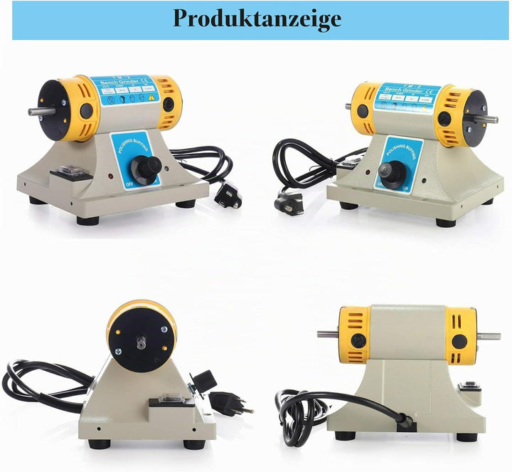 Poliermaschine - 350W, 0-10000 U/min, Edelstahl, Tischpuffer für Schmuck, Stein, Jade, Holz &amp; Metall