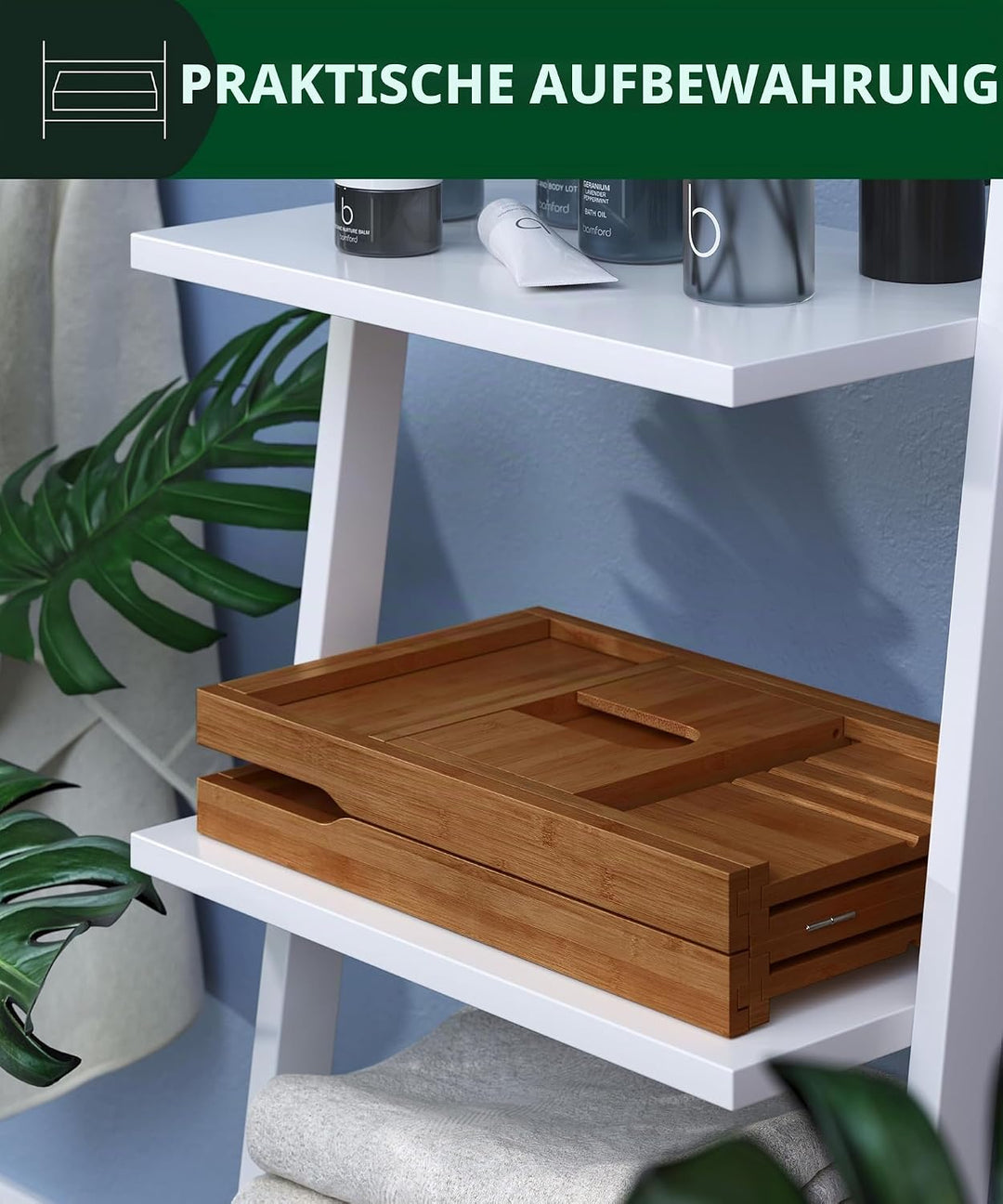 ROYAL CRAFT WOOD Badewannenablage aus Bambus, inkl. Seifenhalter, Braun, Braun
