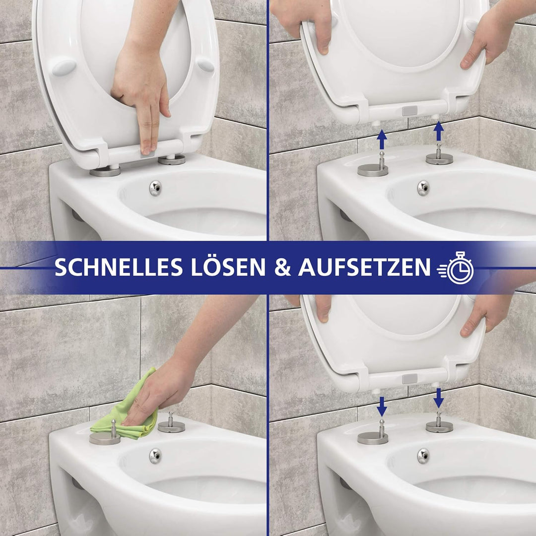 VILSTEIN | Premium Toilettendeckel mit Absenkautomatik | Edelstahl Befestigung | Abnehmbar | Antibak