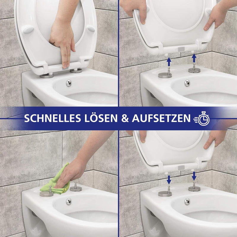 VILSTEIN | Premium Toilettendeckel mit Absenkautomatik | Edelstahl Befestigung | Abnehmbar | Antibak