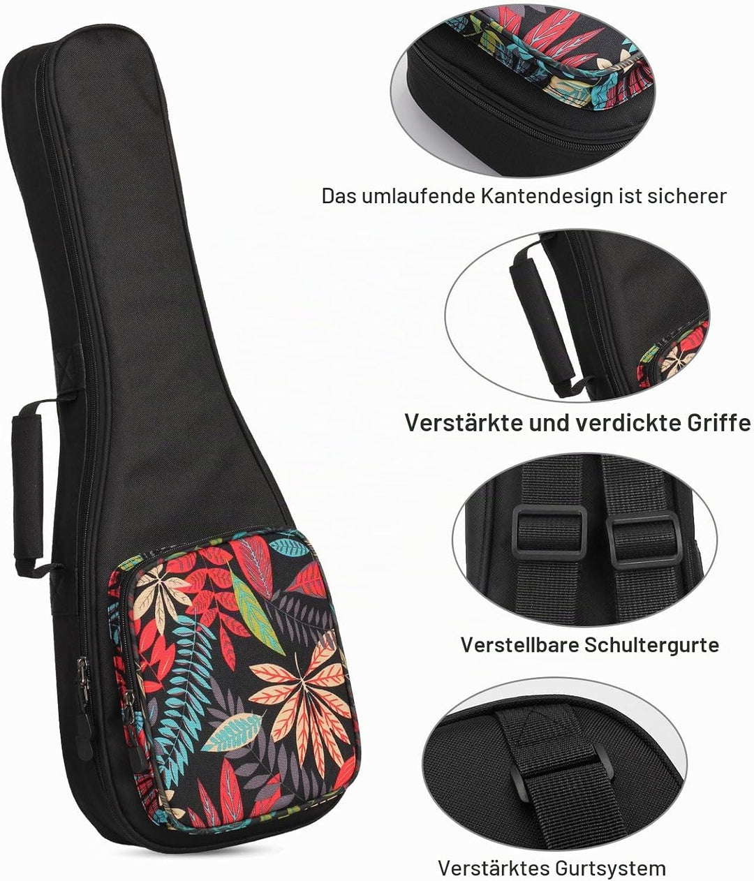 SHANNA Bunte Ukulele Tasche 23/24 Zoll Gigitasche Gigbag, Ukulelenhülle mit Verstellbarem Schultergu