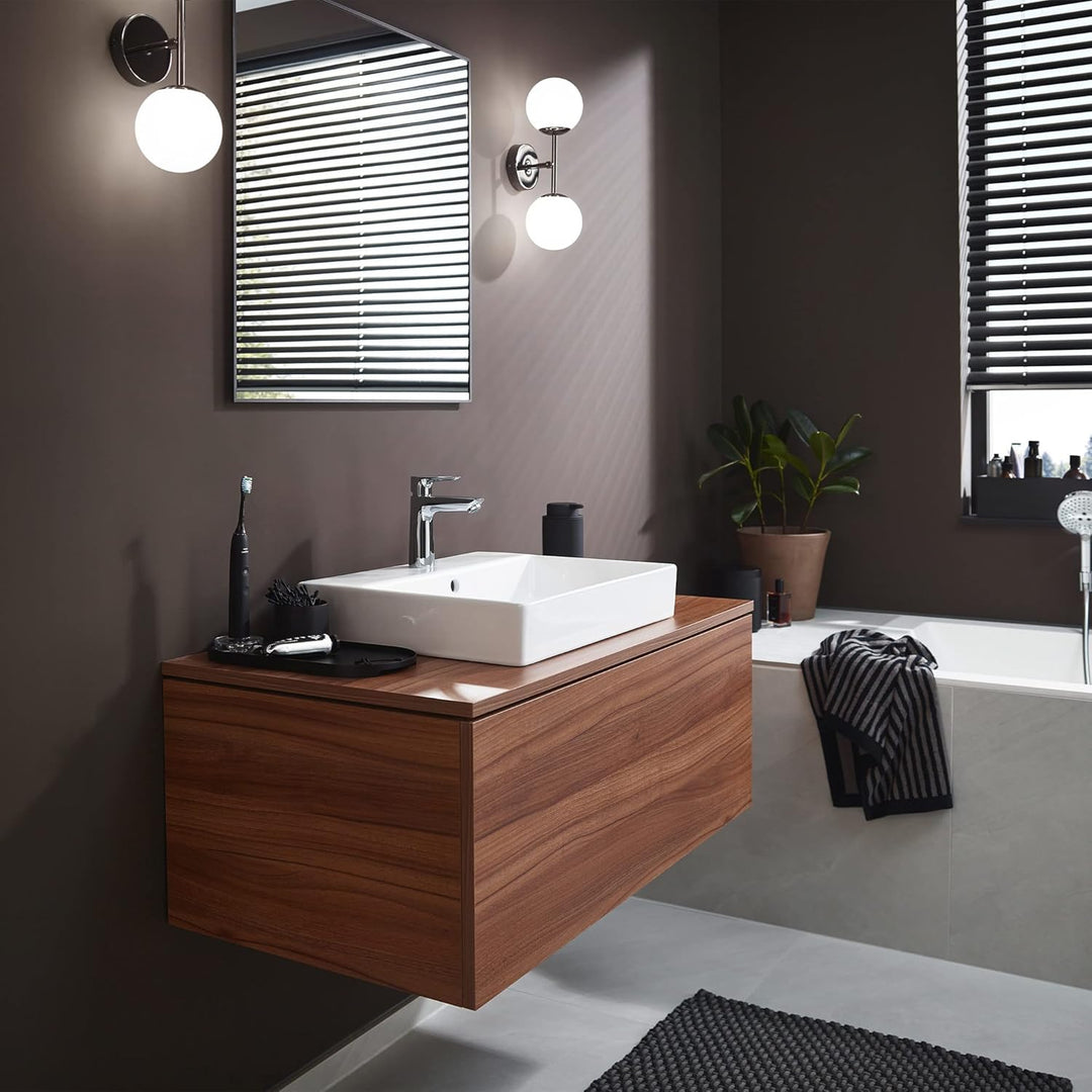 hansgrohe Waschtischarmatur Talis E, Wasserhahn Bad mit Auslauf Höhe 110 mm, mit Zugstange, Badarmat