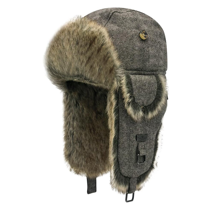 Alkaidstar Unisex Fliegermütze Rib Wolle Bomber Aviator Pilot Hat Faux Fellmütze Winter Russische Mü