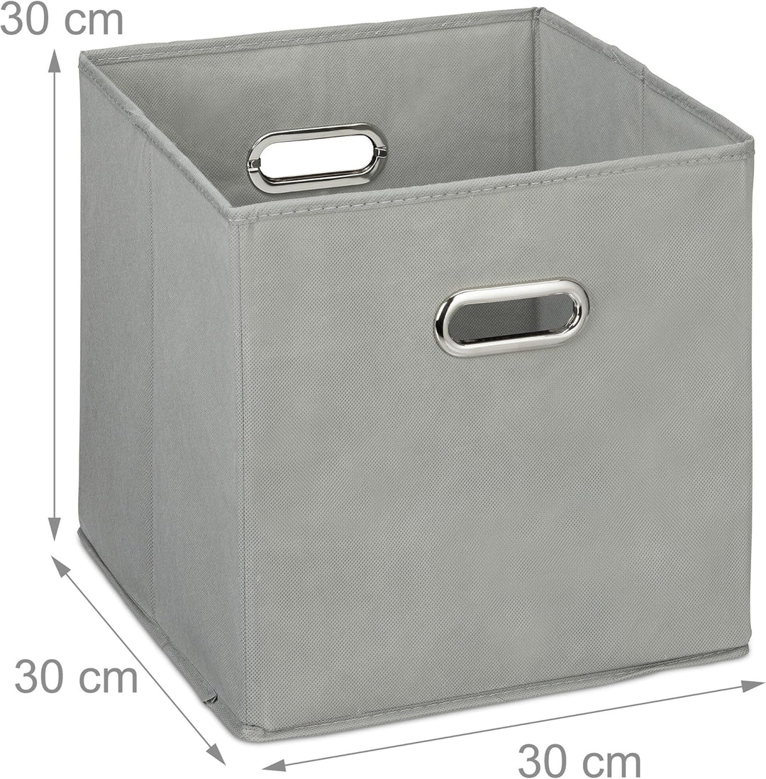Relaxdays Aufbewahrungsbox 4er Set, Faltbare Regalboxen, HxBxT: 30x30x30 cm, mit Griffen, Faltboxen