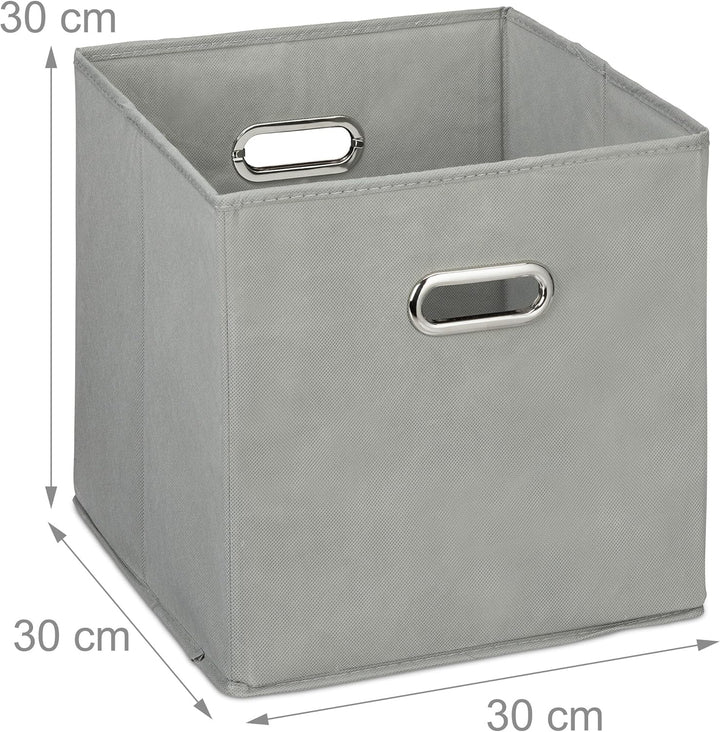 Relaxdays Aufbewahrungsbox 4er Set, Faltbare Regalboxen, HxBxT: 30x30x30 cm, mit Griffen, Faltboxen