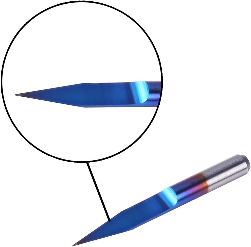 SainSmart Genmitsu 10Pcs Nano Blue Coat Gravierstichel, 20 Grad 0,1 mm Spitze 1/8 Zoll Schaft CNC Fr