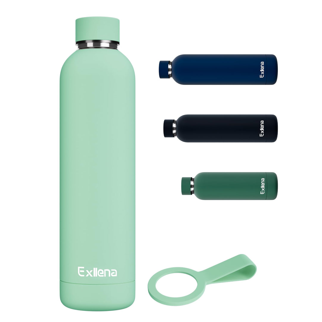 Exllena Trinkflasche Edelstahl 1l – Hochwertige Thermosflasche Mit Silikongriff für Sport, Büro und