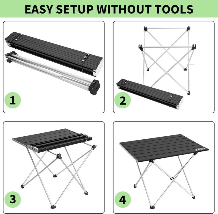 Campingtisch Klappbar, Klapptisch Camping, Tragbarer Picknicktisch Faltbar, Kleiner Aluminium-Klappt