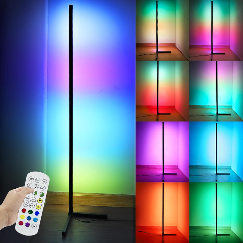 YOSION LED Stehlampe RGB Eckstehlampe, Musik Sync Farbwechsel Dimmbar Helligkeit USB-Stromversorgung