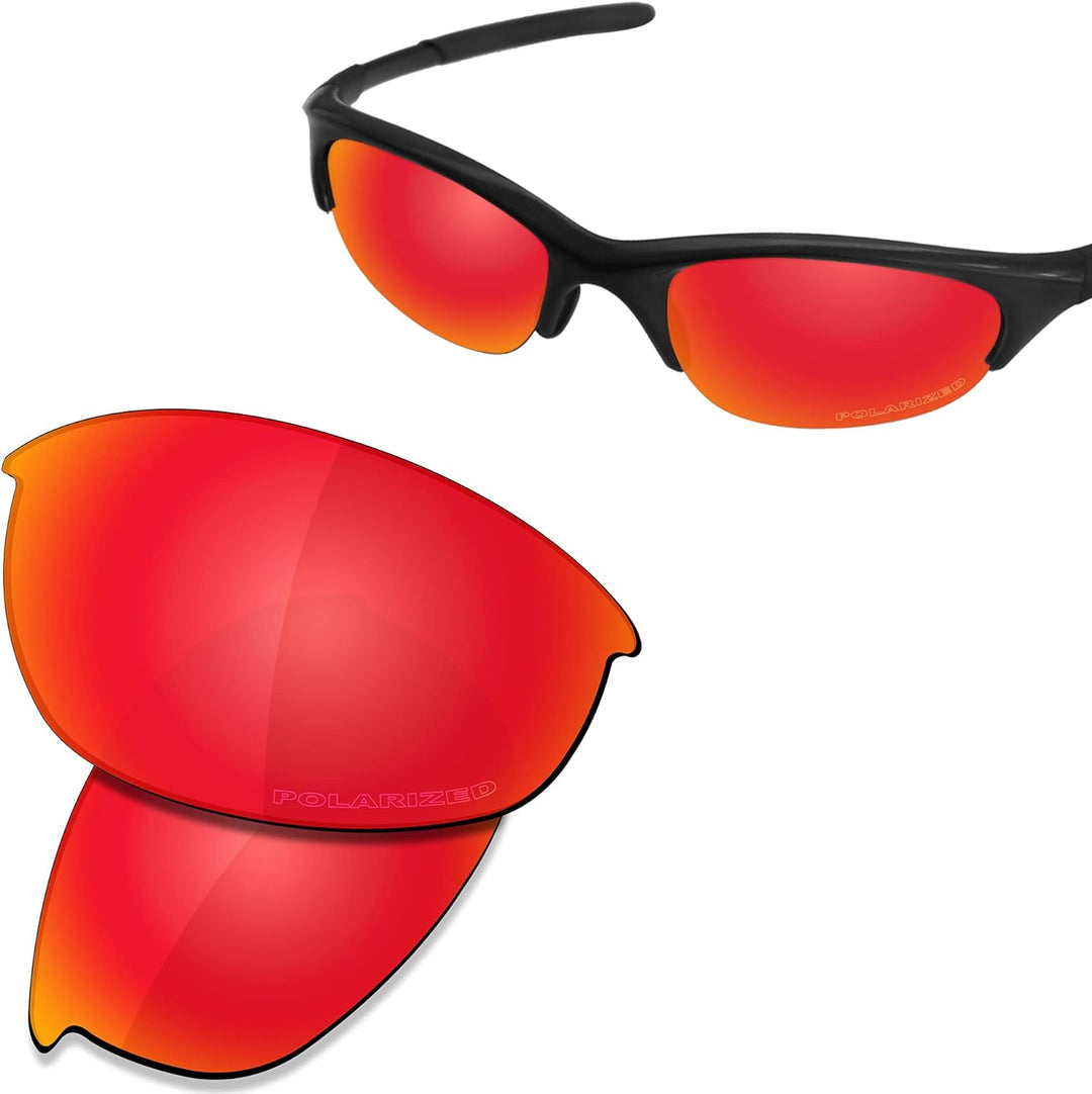 Saucer Premium Ersatzgläser für Oakley Half Jacket Sonnenbrillen High Defense - Fire Red Polarisiert