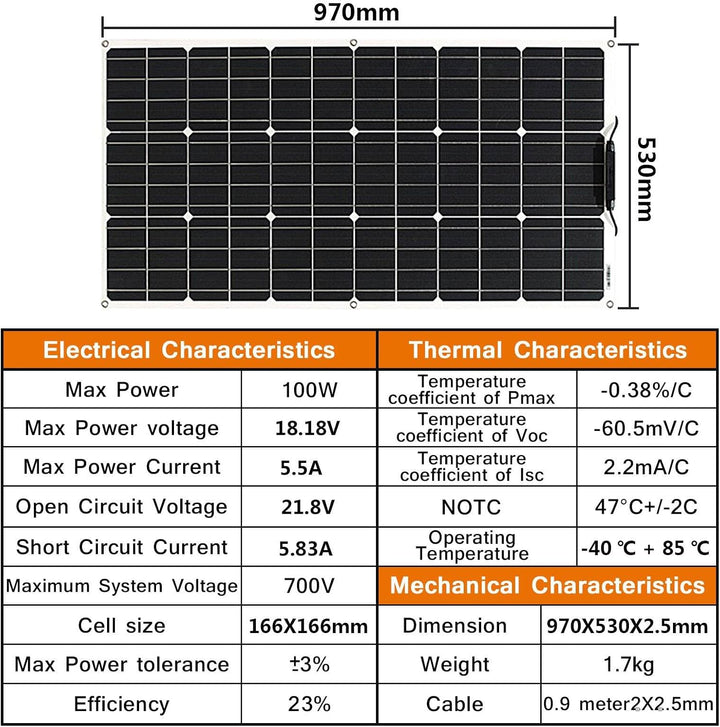 600W Flexibel Solarpanel Kit 6pcs 100w 18v Monokristallines Photovoltaik Solarmodul, 60A Laderegler,