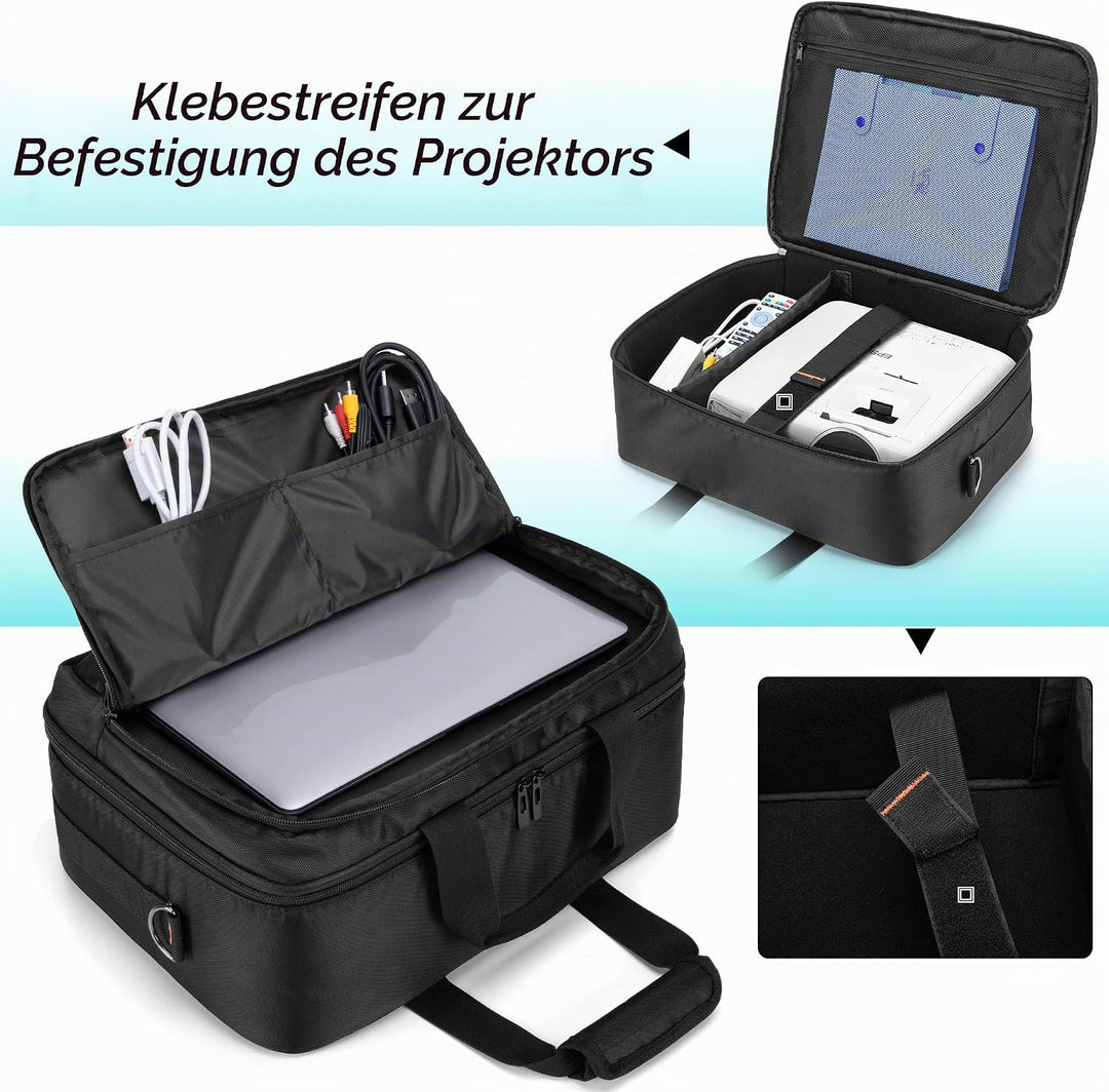 CURMIO Beamertasche für Beamer, Projektor Reisetasche mit Separatem Fach für Laptop, Beamer Tasche f
